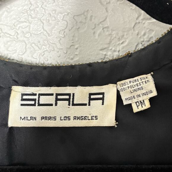 Vintage 90’s Scala Sequined Beaded Silk Jacket Black Gold Pink Size MP - Picture 6 of 7